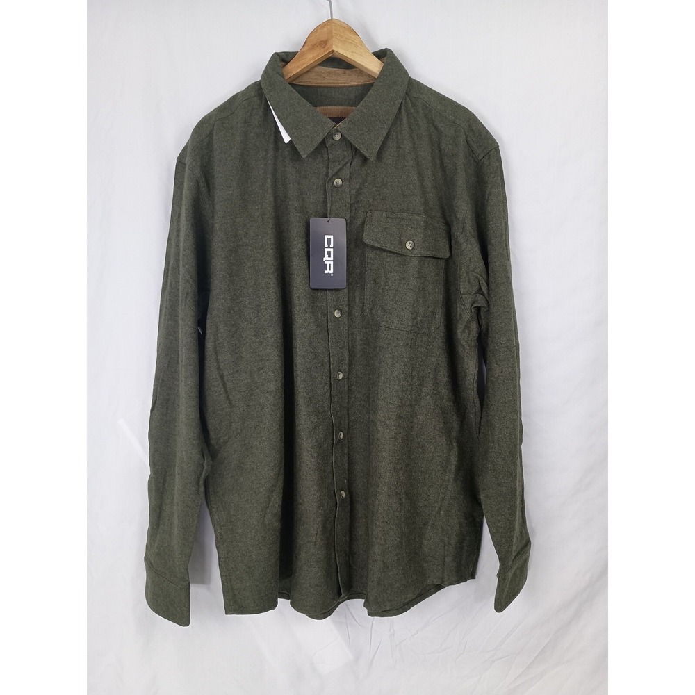 CQR Tactical Series Men's Cotton Flannel Shirt Long Sleeve Green Sz XL NWT